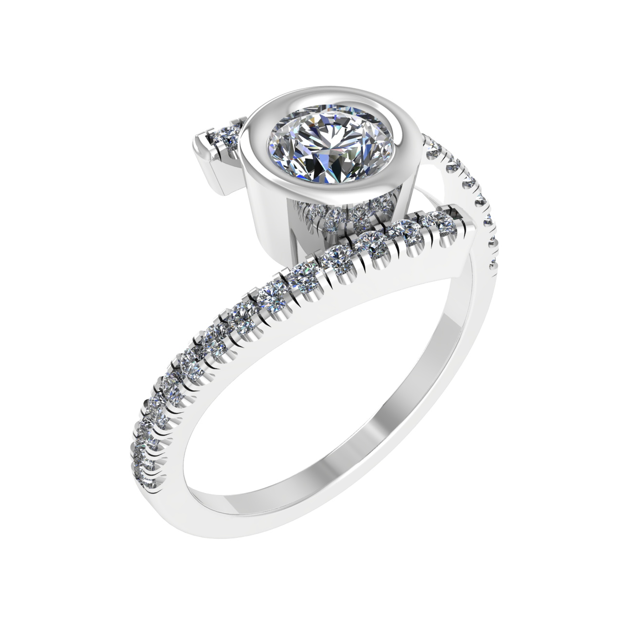 ACCENTED BYPASS 7.00mm ROUND ENGAGEMENT RING
